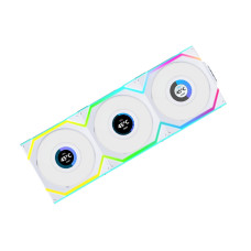 Lian Li UNI Fan SL - LCD Wireless 120 - Triple Pack - ARGB Fan - 1.6" LCD Display - 2.4 GHz Wireless Signal for RGB & Fan Control - Controller Included and Required - White (12SLLCD1W3W)